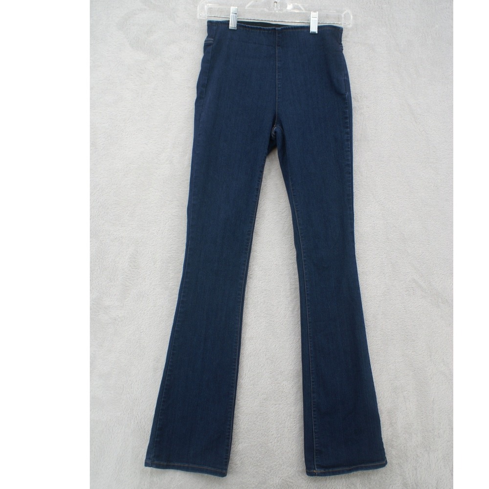 1822 Denim Womens Dark Wash High Rise Pull On Flare Jeans Indigo Blue